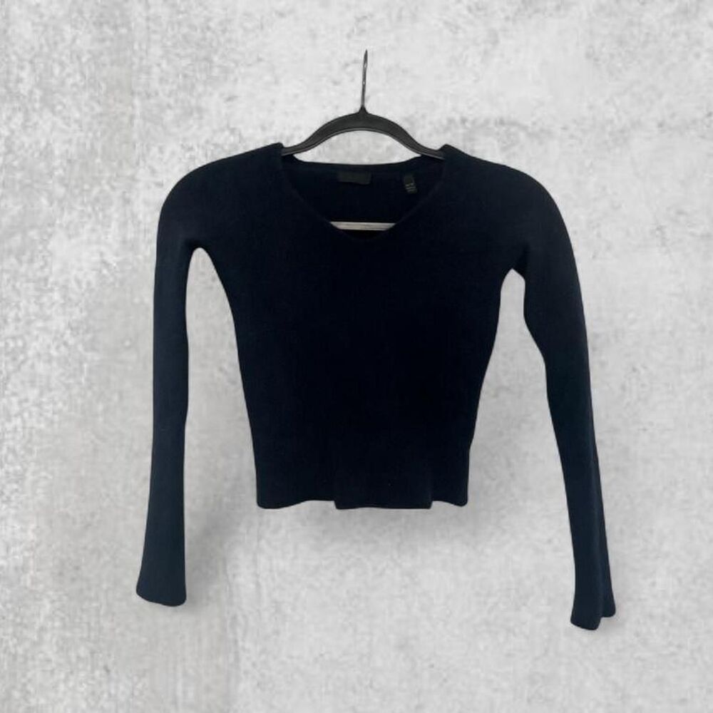 ATM Anthony Thomas Melillo Cashmere Sweater Navy Blue V-Neck 100% Cashmere XS